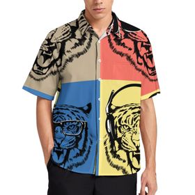 AILLOSA TH-178 Aloha Hawaii 3D Desen Kısa Kollu Erkek Gömlek