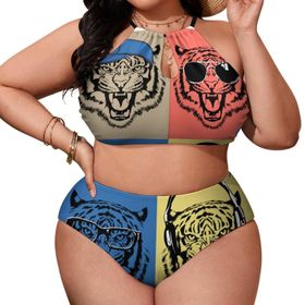 AILLOSA TH-178 Büyük Beden Geniş Askılı Orta Bel Büyük Beden Kadın Bikini Seti