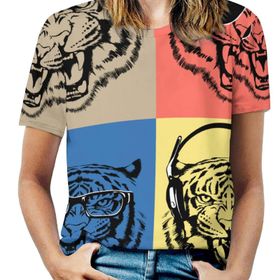 AILLOSA TH-178 Tamamı Baskılı Kısa Kollu Yuvarlak Yaka Kadın T-shirt