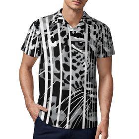 AILLOSA TH-180 3D Baskılı Desen Kısa Kollu Polo Yaka Erkek T-shirt