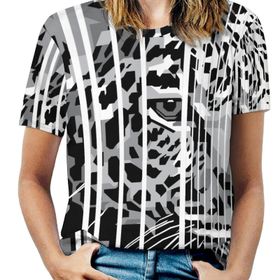 AILLOSA TH-180 Tamamı Baskılı Kısa Kollu Yuvarlak Yaka Kadın T-shirt