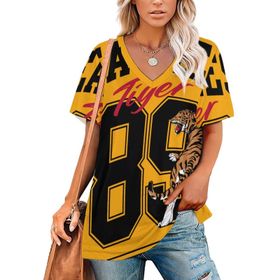 AILLOSA TH-181 Tamamı Baskılı V Yaka Kısa Kollu Kadın T-shirt
