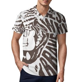 AILLOSA TH-182 3D Baskılı Desen Kısa Kollu Polo Yaka Erkek T-shirt