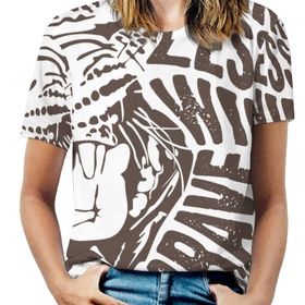 AILLOSA TH-182 Tamamı Baskılı Kısa Kollu Yuvarlak Yaka Kadın T-shirt