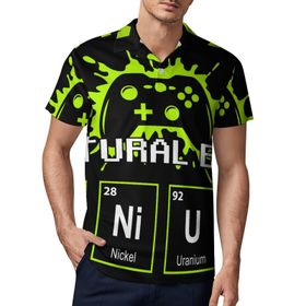 AILLOSA TH-183 3D Baskılı Desen Kısa Kollu Polo Yaka Erkek T-shirt