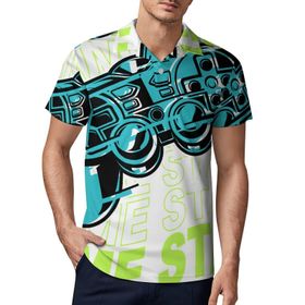 AILLOSA TH-186 3D Baskılı Desen Kısa Kollu Polo Yaka Erkek T-shirt