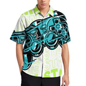 AILLOSA TH-186 Aloha Hawaii 3D Desen Kısa Kollu Erkek Gömlek
