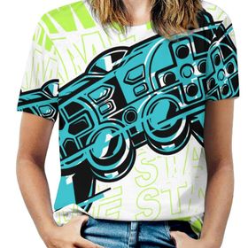 AILLOSA TH-186 Tamamı Baskılı Kısa Kollu Yuvarlak Yaka Kadın T-shirt