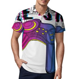 AILLOSA TH-187 3D Baskılı Desen Kısa Kollu Polo Yaka Erkek T-shirt