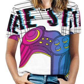 AILLOSA TH-187 Tamamı Baskılı Kısa Kollu Yuvarlak Yaka Kadın T-shirt
