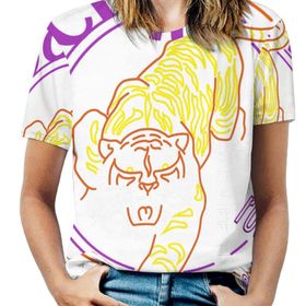 AILLOSA TH-190 Tamamı Baskılı Kısa Kollu Yuvarlak Yaka Kadın T-shirt