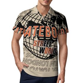 AILLOSA TH-195 3D Baskılı Desen Kısa Kollu Polo Yaka Erkek T-shirt