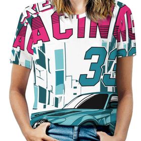 AILLOSA TH-197 Tamamı Baskılı Kısa Kollu Yuvarlak Yaka Kadın T-shirt