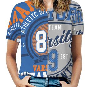 AILLOSA TH-201 Tamamı Baskılı Kısa Kollu Yuvarlak Yaka Kadın T-shirt