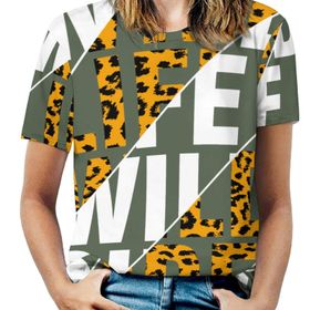 AILLOSA TH-202 Tamamı Baskılı Kısa Kollu Yuvarlak Yaka Kadın T-shirt