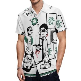 AILLOSA TH-25 Aloha Hawaii 3D Desen Kısa Kollu Erkek Gömlek