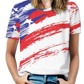 AILLOSA TH-266 Tamamı Baskılı Kısa Kollu Yuvarlak Yaka Kadın T-shirt