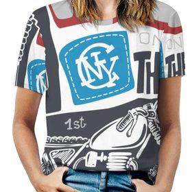 AILLOSA TH-268 Tamamı Baskılı Kısa Kollu Yuvarlak Yaka Kadın T-shirt