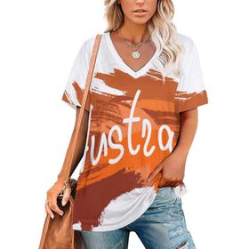 AILLOSA TH-271 Tamamı Baskılı V Yaka Kısa Kollu Kadın T-shirt