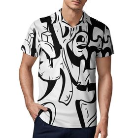 AILLOSA TH-278 3D Baskılı Desen Kısa Kollu Polo Yaka Erkek T-shirt