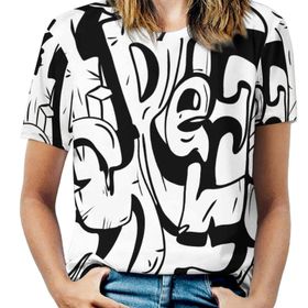 AILLOSA TH-278 Tamamı Baskılı Kısa Kollu Yuvarlak Yaka Kadın T-shirt