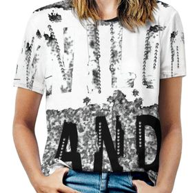 AILLOSA TH-279 Tamamı Baskılı Kısa Kollu Yuvarlak Yaka Kadın T-shirt