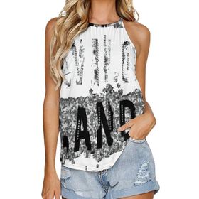 AILLOSA TH-279 Yuvarlak Yaka Kolsuz Kadın T-shirt