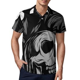 AILLOSA TH-283 3D Baskılı Desen Kısa Kollu Polo Yaka Erkek T-shirt