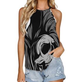 AILLOSA TH-283 Yuvarlak Yaka Kolsuz Kadın T-shirt