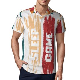 AILLOSA TH-286 3D Baskılı Desen Kısa Kollu Polo Yaka Erkek T-shirt