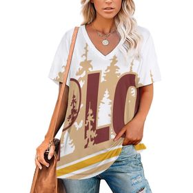 AILLOSA TH-289 Tamamı Baskılı V Yaka Kısa Kollu Kadın T-shirt