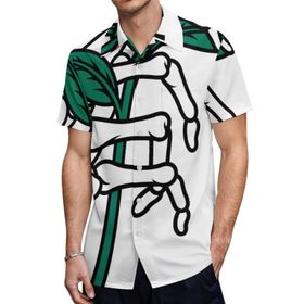 AILLOSA TH-291 Aloha Hawaii 3D Desen Kısa Kollu Erkek Gömlek