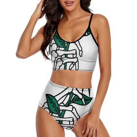 AILLOSA TH-291 Geniş Omuz Askılı Üçgen Bikini Üstü Alçak Bel İki Parça Kadın Bikini Seti