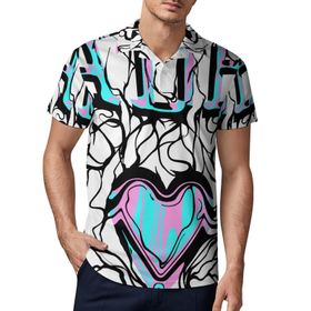 AILLOSA TH-292 3D Baskılı Desen Kısa Kollu Polo Yaka Erkek T-shirt