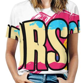 AILLOSA TH-293 Tamamı Baskılı Kısa Kollu Yuvarlak Yaka Kadın T-shirt