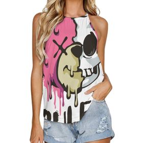 AILLOSA TH-295 Yuvarlak Yaka Kolsuz Kadın T-shirt