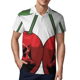 AILLOSA TH-296 3D Baskılı Desen Kısa Kollu Polo Yaka Erkek T-shirt