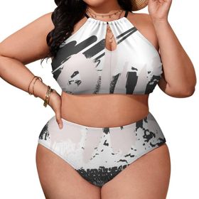 AILLOSA TH-297 Büyük Beden Geniş Askılı Orta Bel Büyük Beden Kadın Bikini Seti