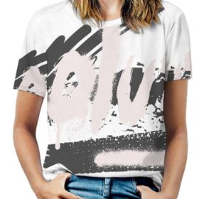 AILLOSA TH-297 Tamamı Baskılı Kısa Kollu Yuvarlak Yaka Kadın T-shirt