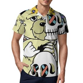 AILLOSA TH-298 3D Baskılı Desen Kısa Kollu Polo Yaka Erkek T-shirt