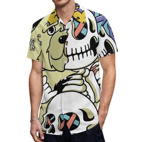 AILLOSA TH-298 Aloha Hawaii 3D Desen Kısa Kollu Erkek Gömlek