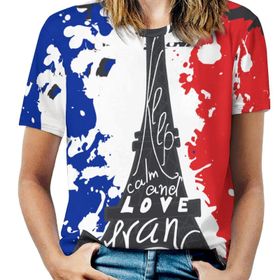 AILLOSA TH-301 Tamamı Baskılı Kısa Kollu Yuvarlak Yaka Kadın T-shirt