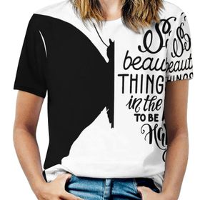 AILLOSA TH-303 Tamamı Baskılı Kısa Kollu Yuvarlak Yaka Kadın T-shirt