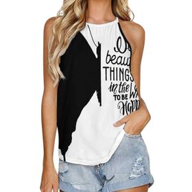 AILLOSA TH-303 Yuvarlak Yaka Kolsuz Kadın T-shirt