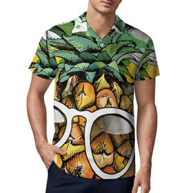 AILLOSA TH-304 3D Baskılı Desen Kısa Kollu Polo Yaka Erkek T-shirt
