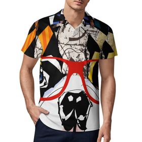 AILLOSA TH-305 3D Baskılı Desen Kısa Kollu Polo Yaka Erkek T-shirt
