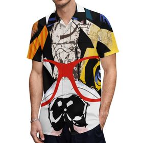 AILLOSA TH-305 Aloha Hawaii 3D Desen Kısa Kollu Erkek Gömlek