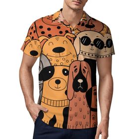 AILLOSA TH-307 3D Baskılı Desen Kısa Kollu Polo Yaka Erkek T-shirt
