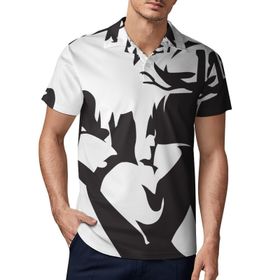 AILLOSA TH-308 3D Baskılı Desen Kısa Kollu Polo Yaka Erkek T-shirt