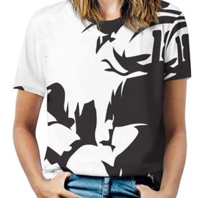AILLOSA TH-308 Tamamı Baskılı Kısa Kollu Yuvarlak Yaka Kadın T-shirt